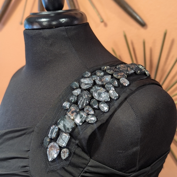 Charlotte Russe Vintage Y2K Grail Black Embellished One-Shoulder Tank Top Kesha - Picture 8 of 14